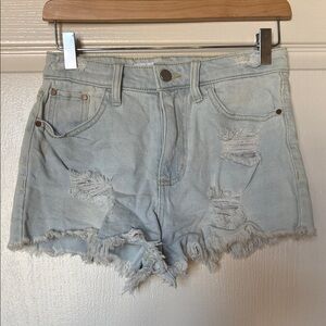 Tinseltown Frayed Light Blue Jean Shorts